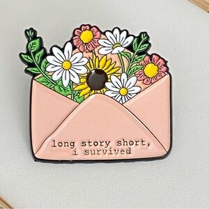 Long Story Short Pin, Sarcastic Enamel Pin, Fun Accessories, Statement Brooch